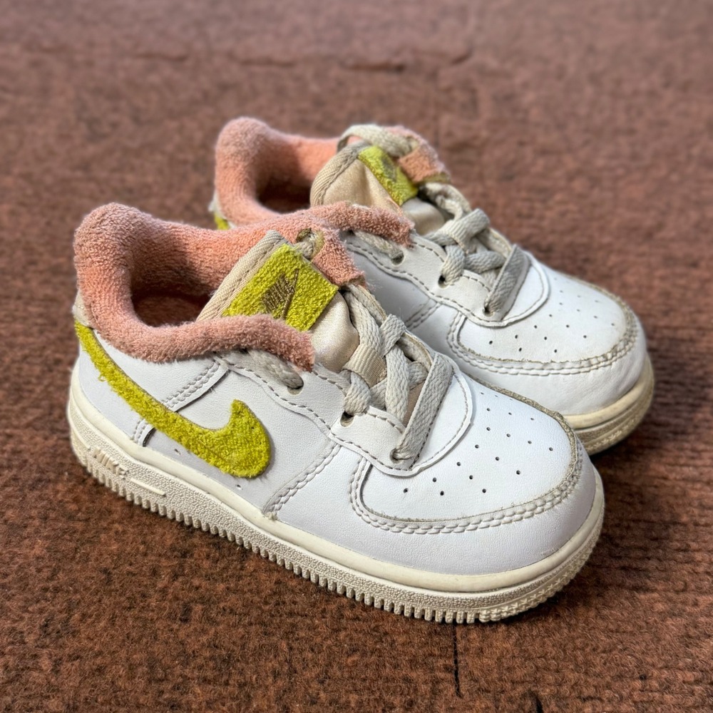 A+ Nike‎ Air Force 1 Low Toddler 7C White Lime Green Peach DV2200-100 Sneaker